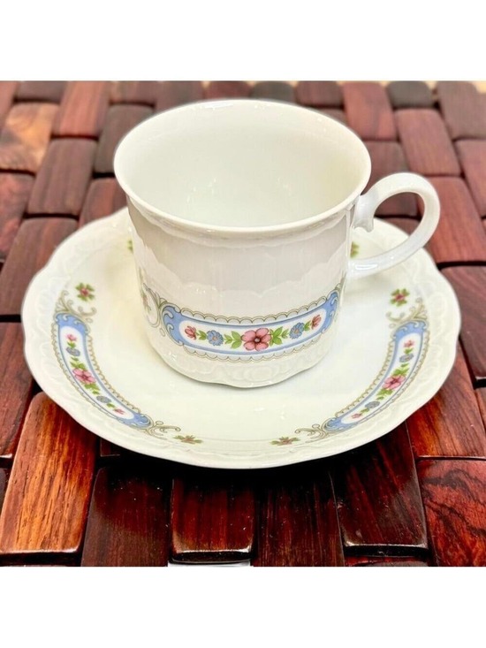 Other - Vintage Mitterteich Bavaria Porcelain Cup & Saucer Floral Scroll Pattern Germany